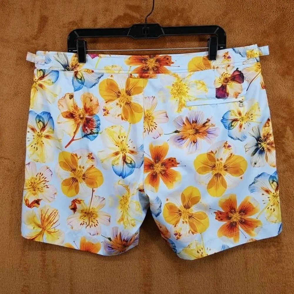 ORLEBAR BROWN Swim Shorts Mens Size 38 Blue Orange Floral BULLDOG OSHIBANA $395